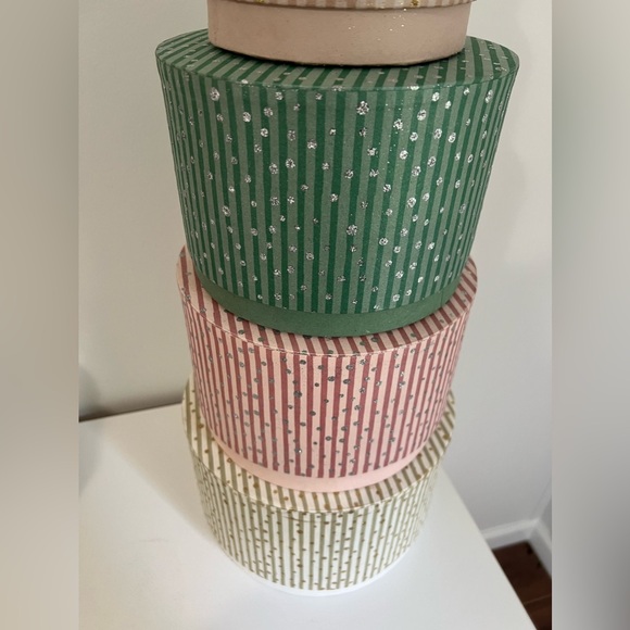NWT 5- nesting stackable hat boxes decorative storage closet Christmas Decor - Picture 7 of 7